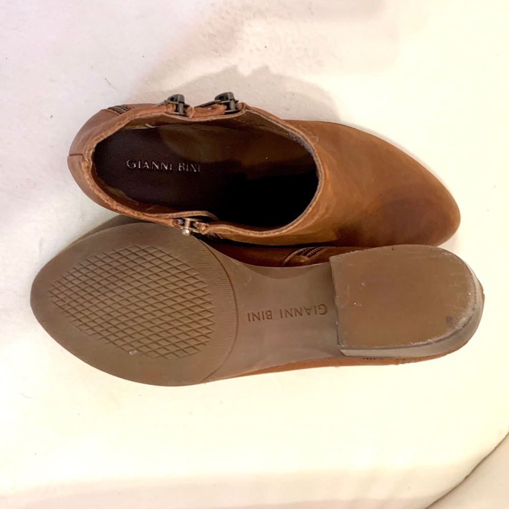 GIANNI BINI Brown Leather Zip Booties - Picture 7 of 9